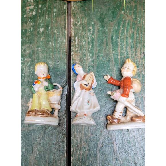 3 Vintage Figurines, Occupied Japan Era, Courting Boys, Musical Woman - Picture 2 of 4